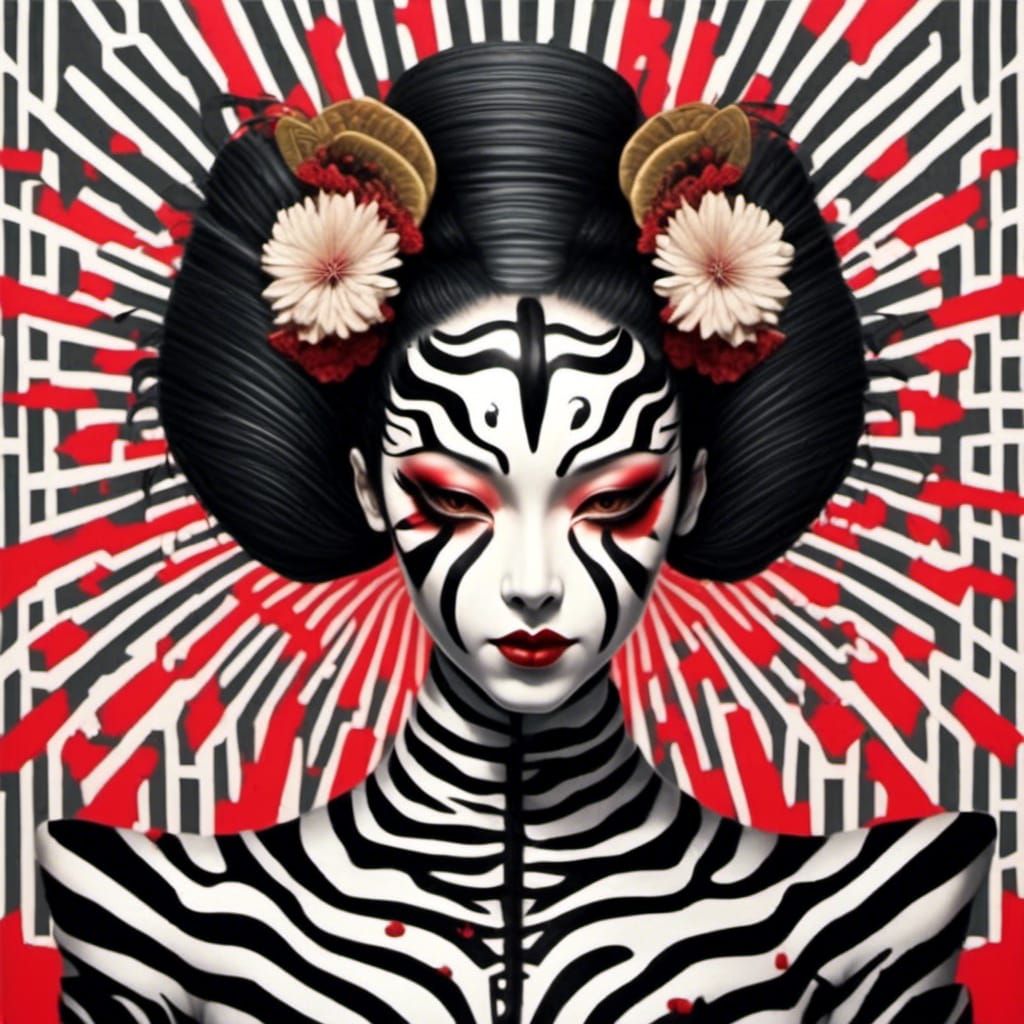 <lora:Zz Zebrapunk:1.0> Beautiful geisha 