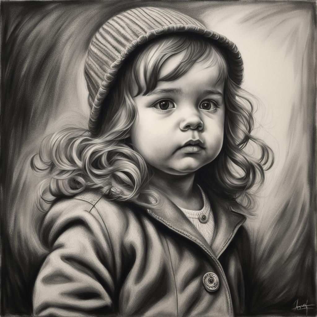 Vintage Portrait of a toddler girl