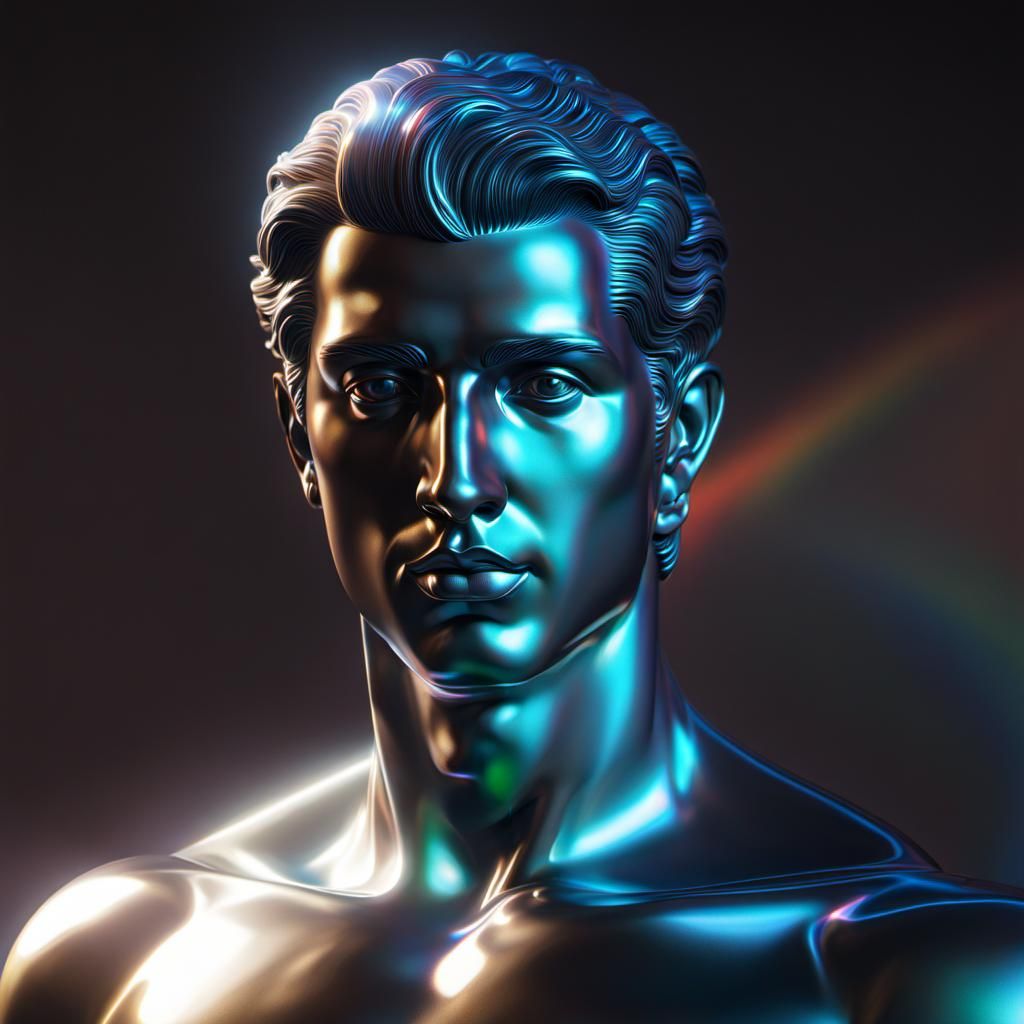 Holographic male statue - AI Generated Artwork - NightCafe Creator