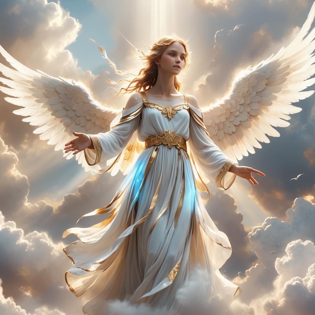 Majestic Angel in a Realm of Clouds