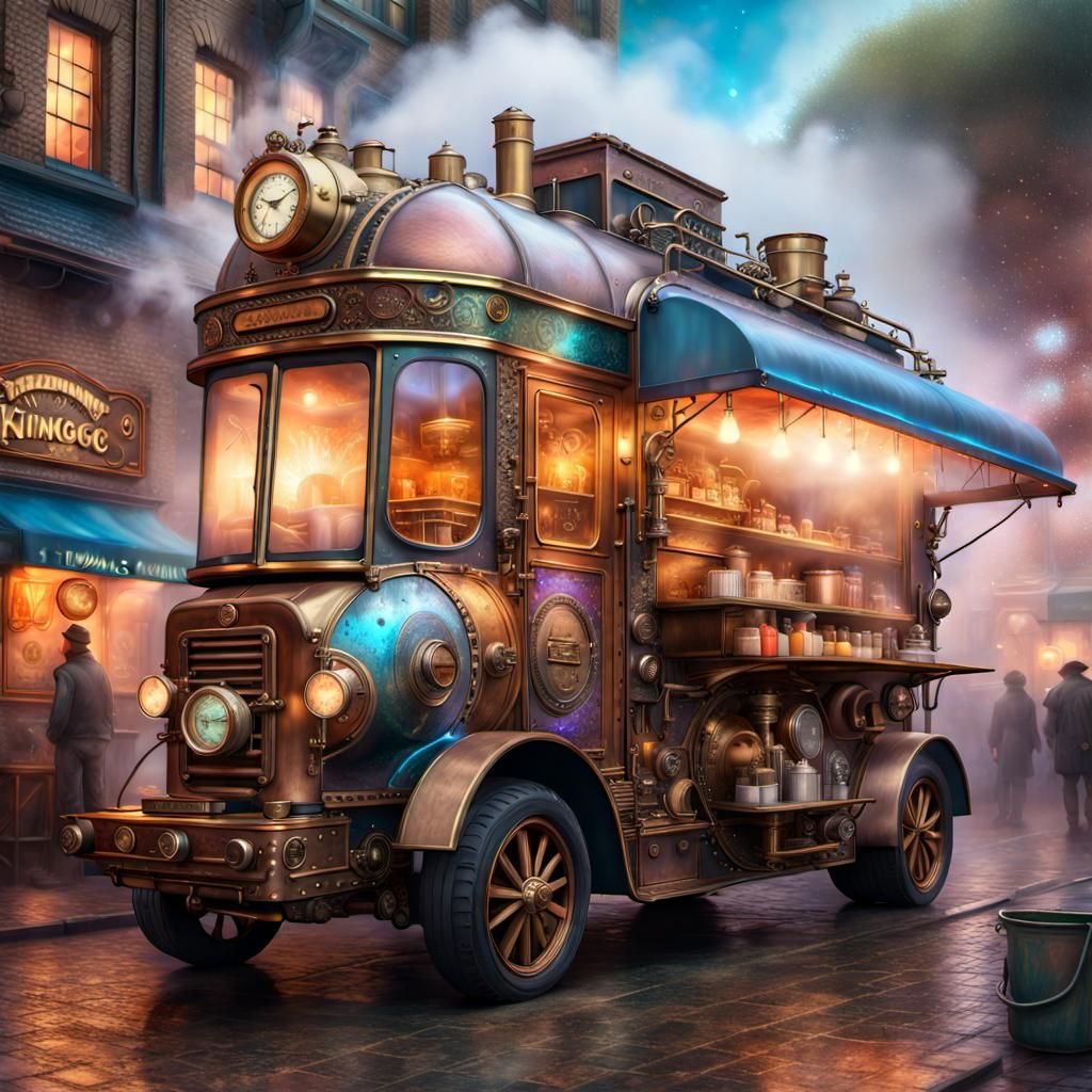 Steampunk Foodtruck in a Steampunk world