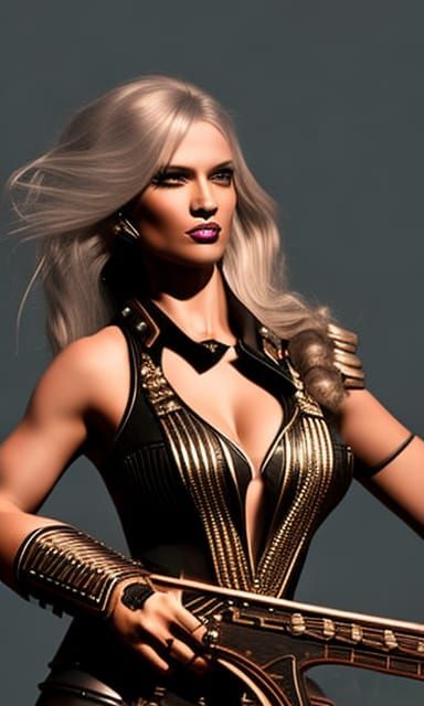 photo of a dieselpunk female industrial rocker in the style ...