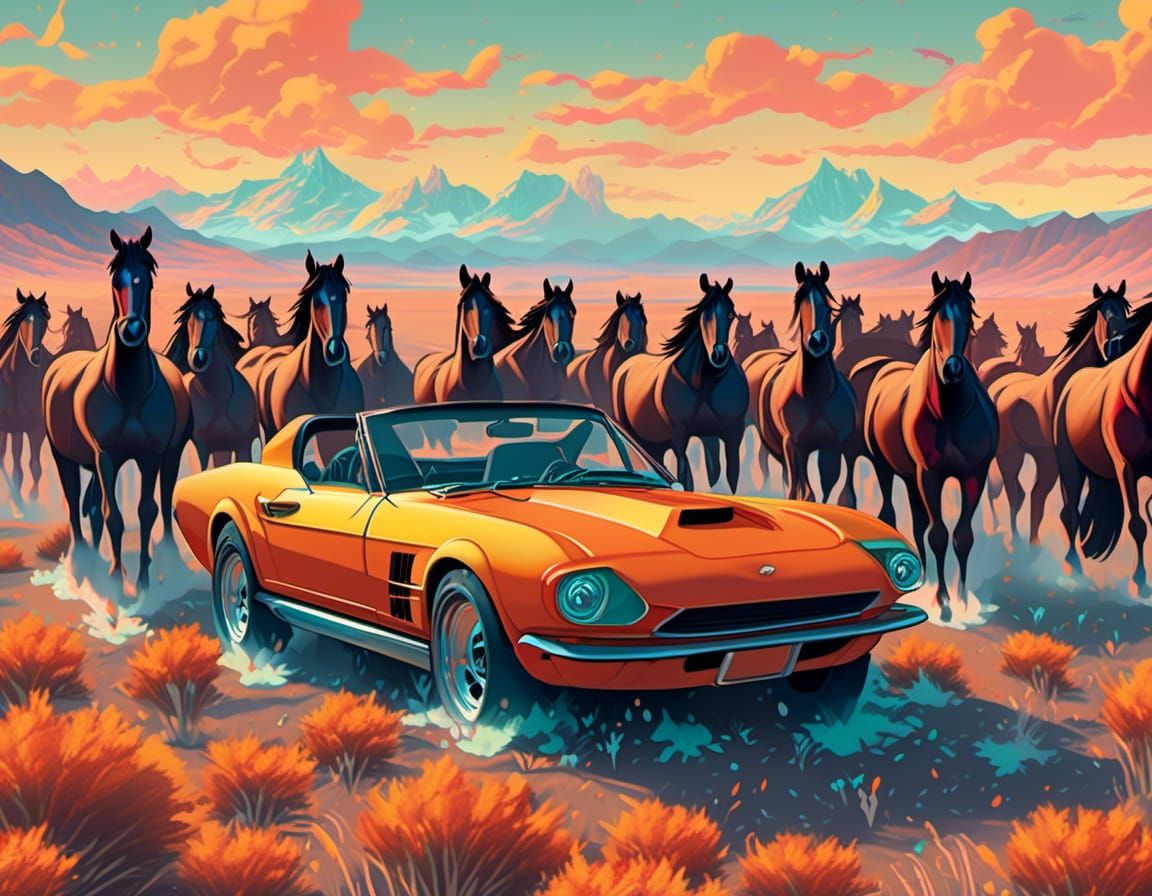 Mustang with mustangs.