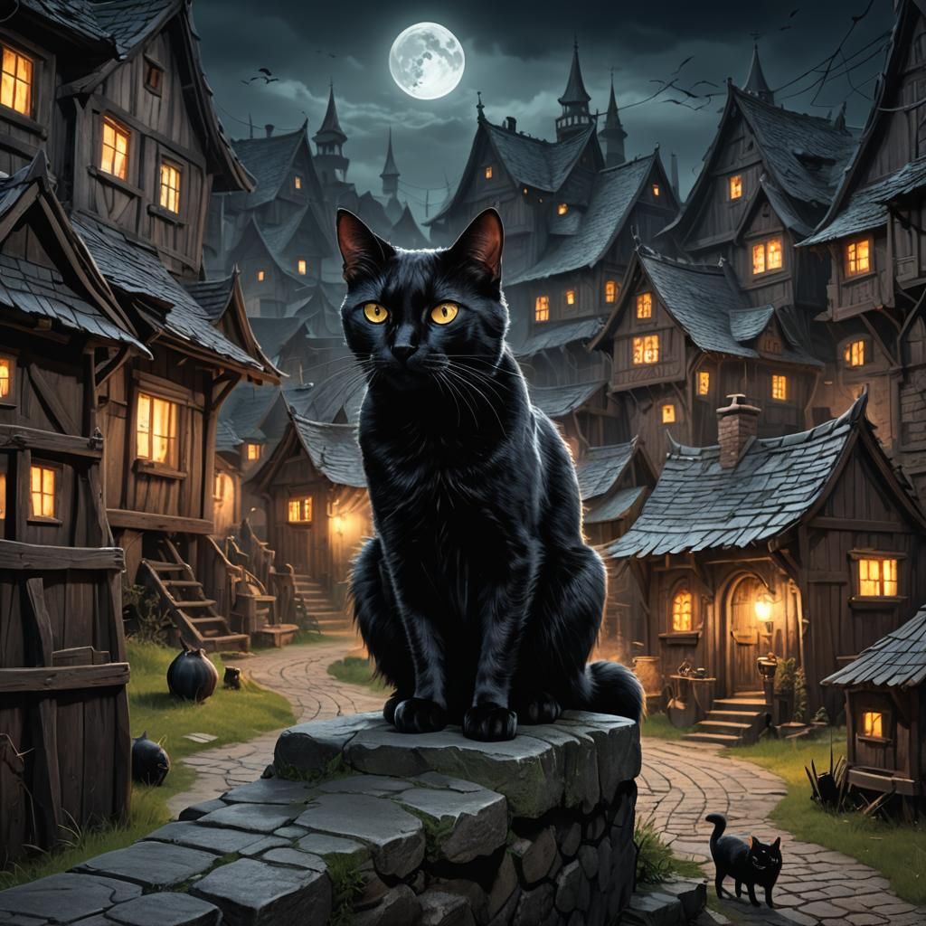 Cat in the town of night