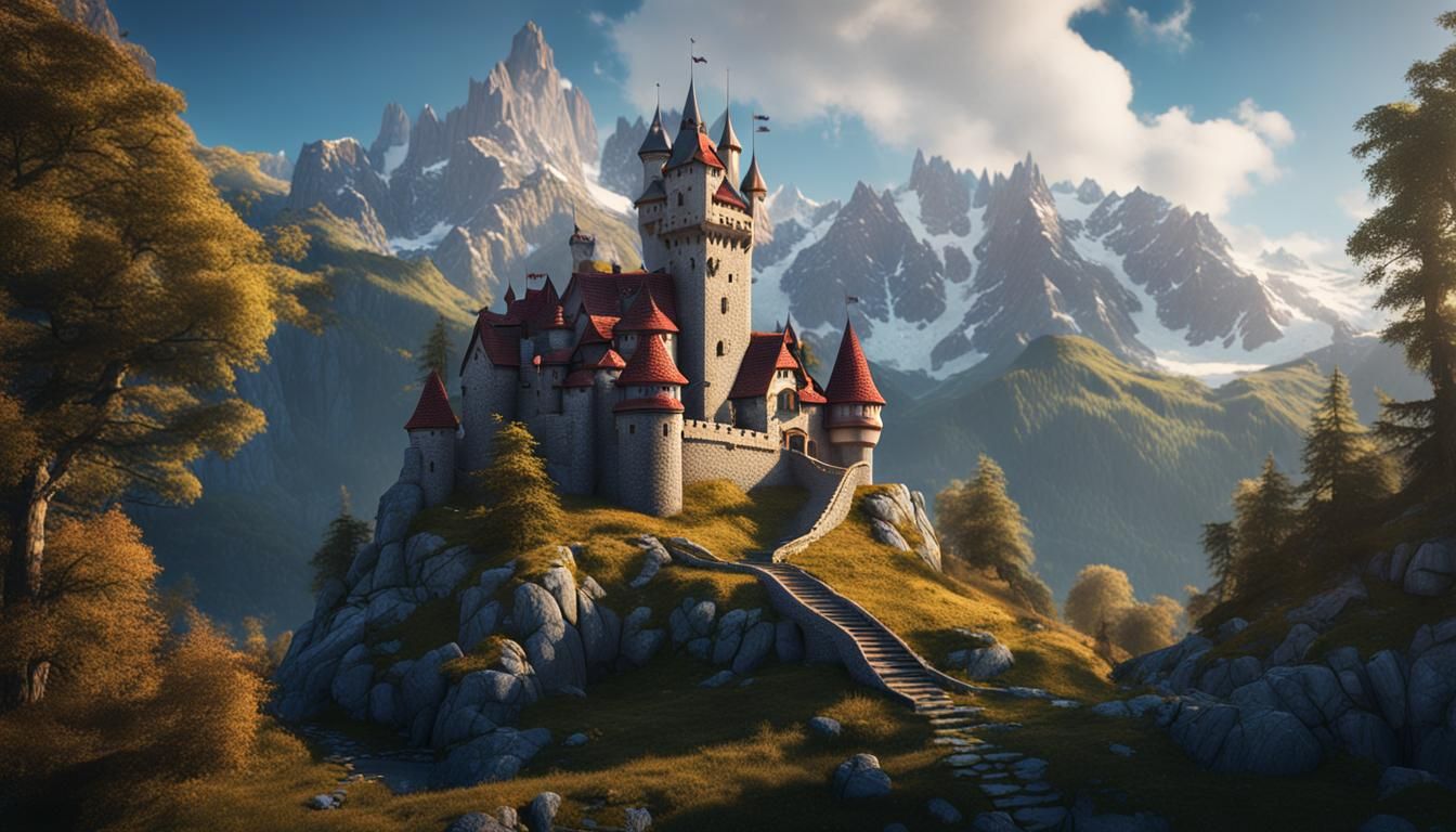 a little castle in the Alps - AI Generated Artwork - NightCafe Creator