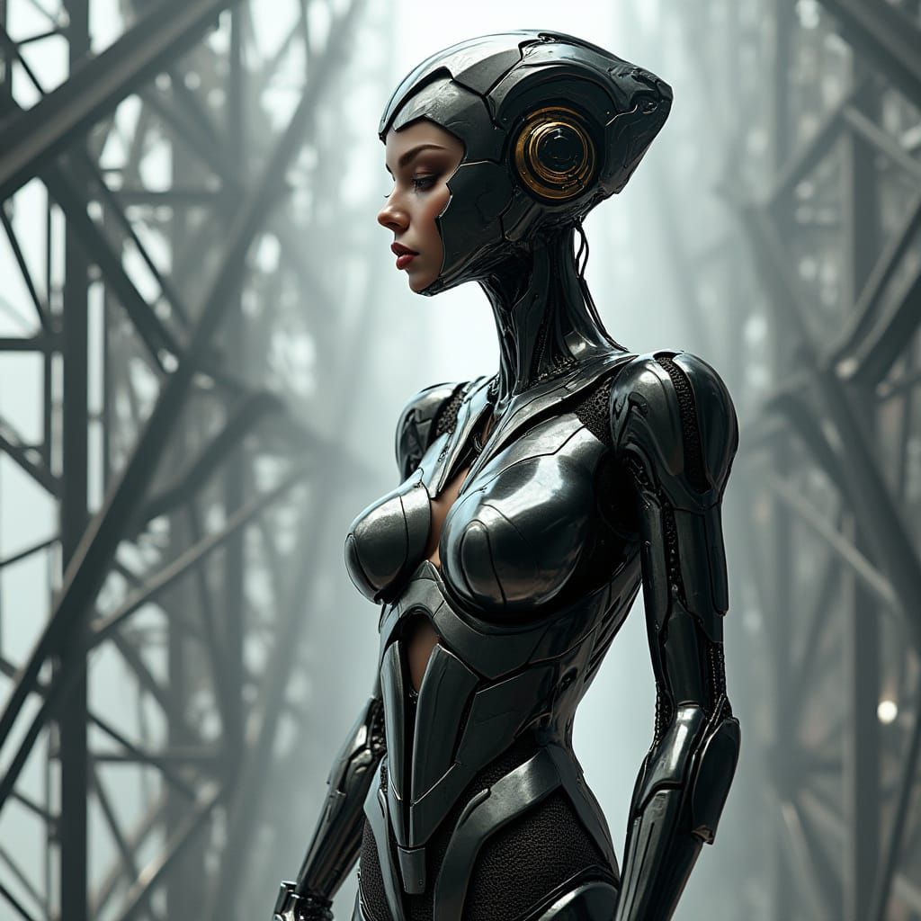 Cyber-Fashion Constructivist Visionary in Hyper-Detailed Geo...