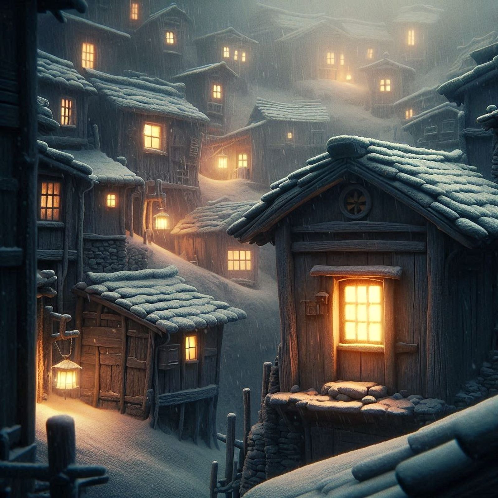 Snowy Evening in Frosthollow Village