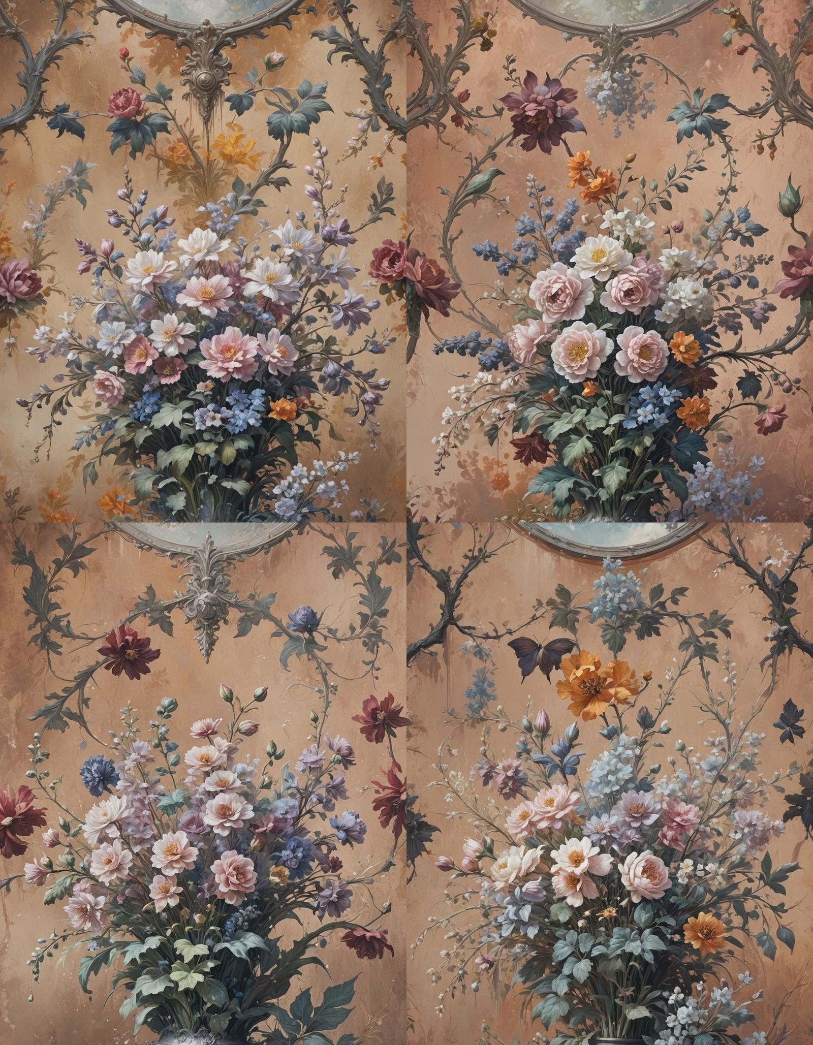 floral oil painting muted