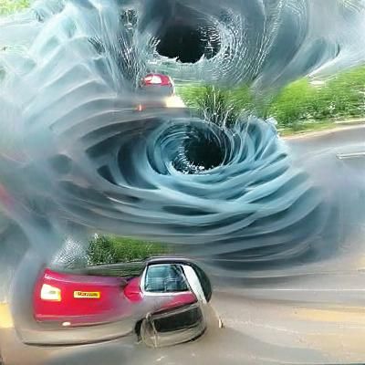 Car crashing into a Vortex