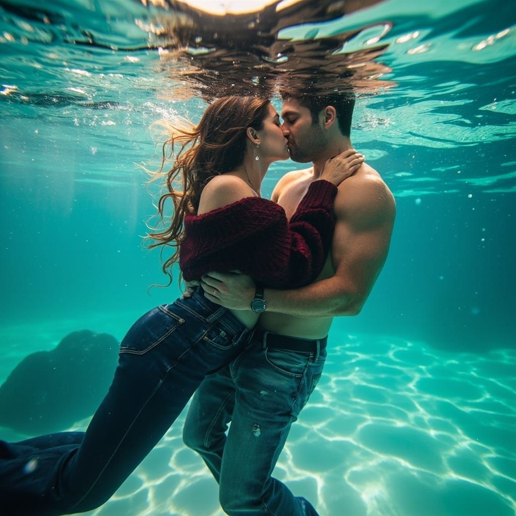 Underwater kiss