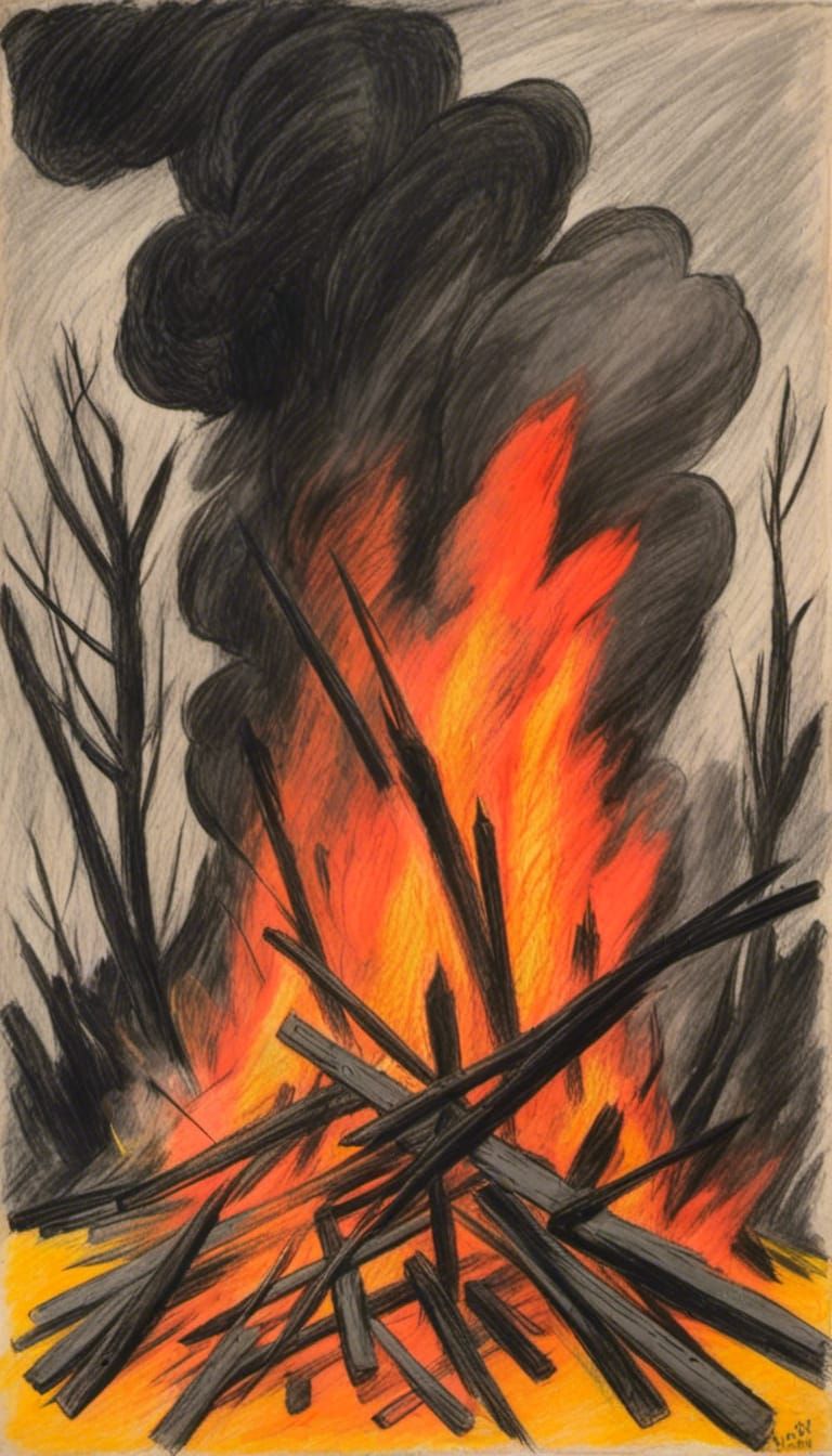 Burning wood