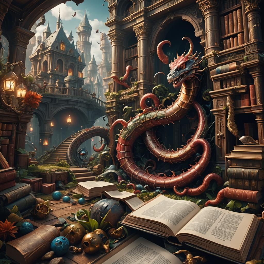 The worm is biting the book