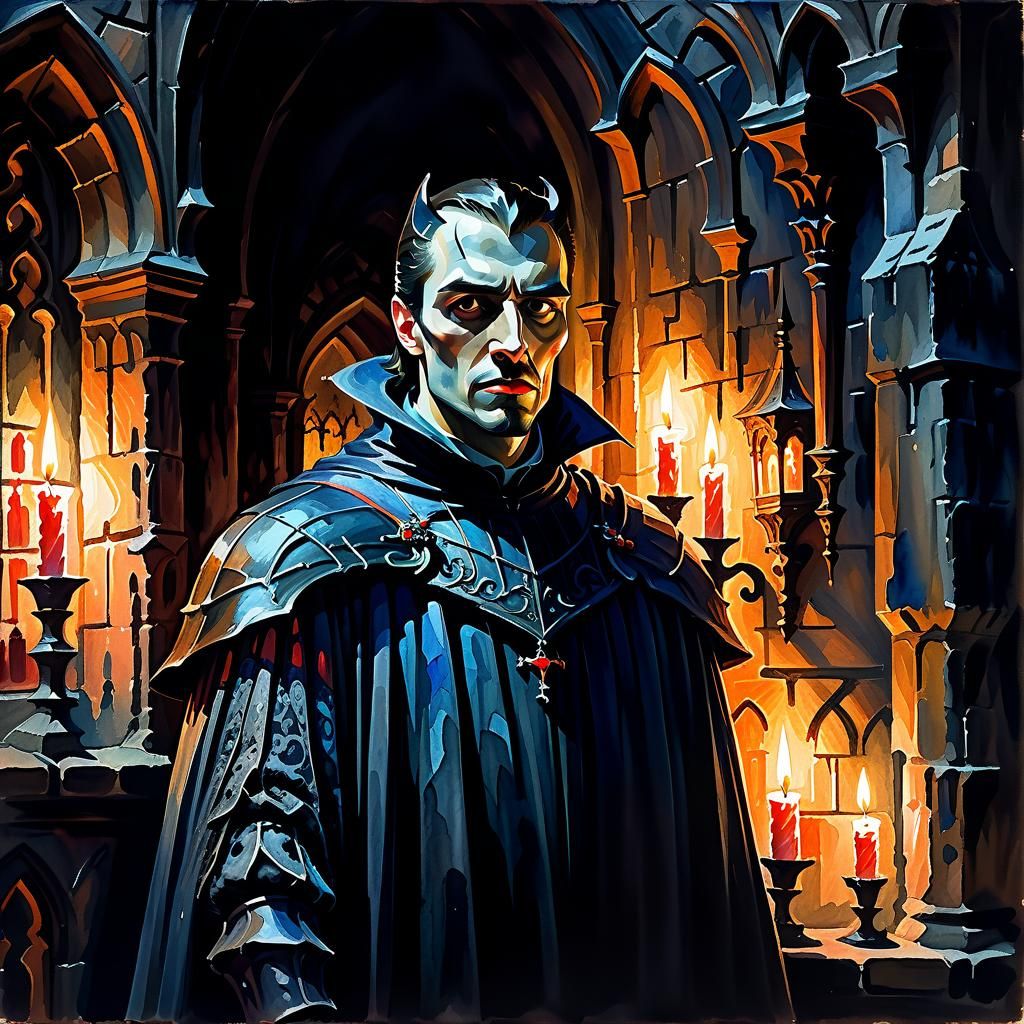 A shadowy mysterious Knight, face is not seen due to darknes...