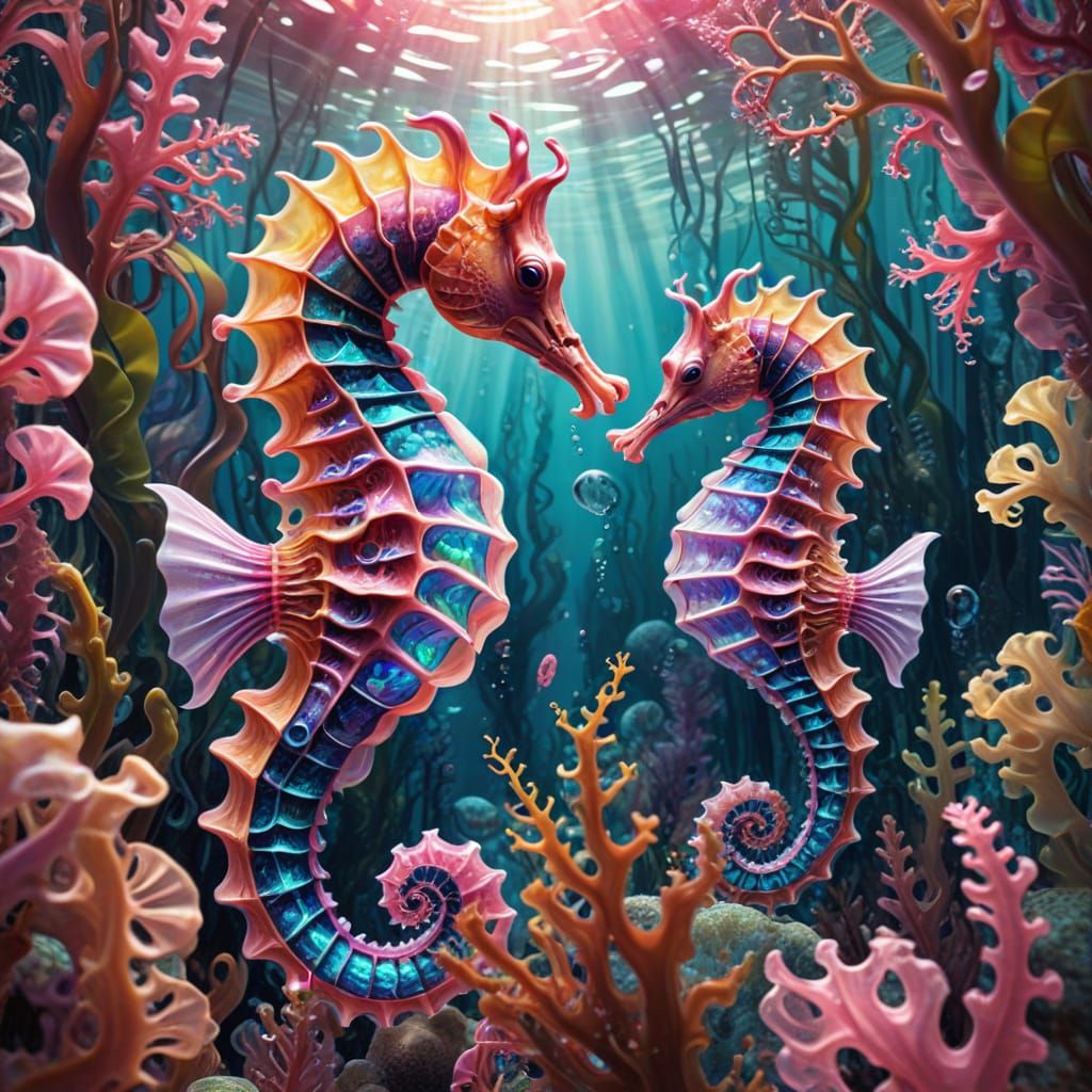 A sea scene with seahorses   by @Myrsini Sougioultzi