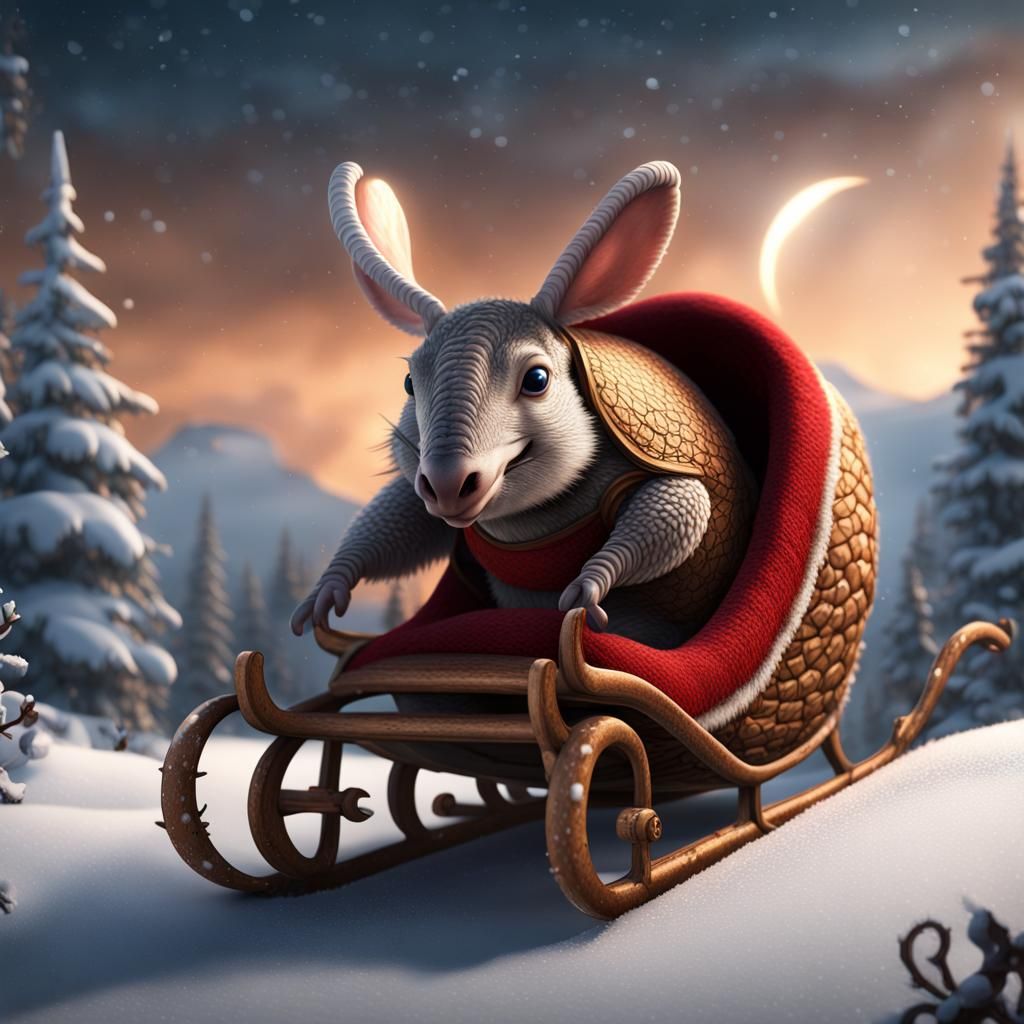 An Armadillo in Santa's Sled