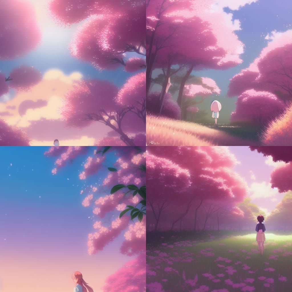 Blossom Scene in Studio Ghibli Anime Style
