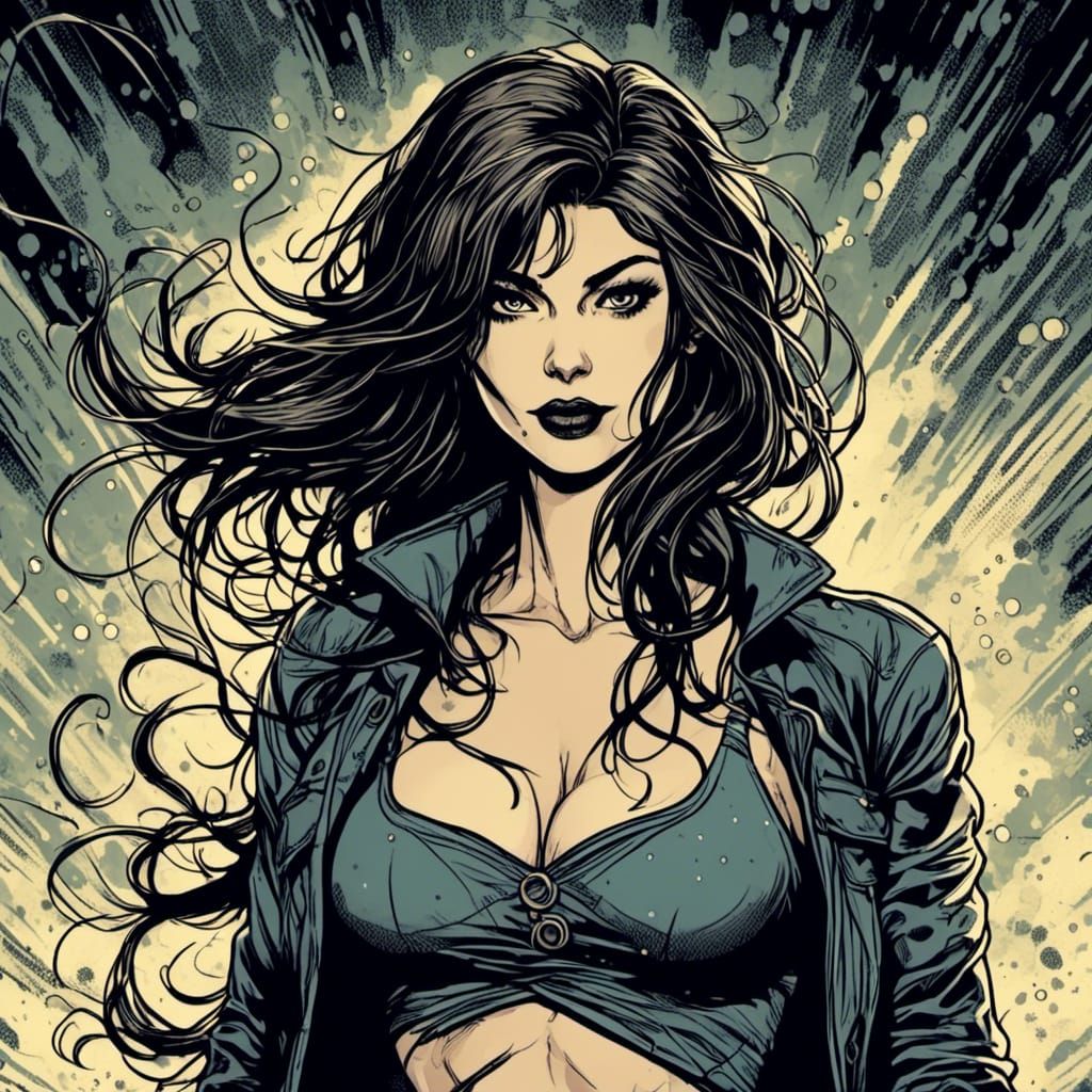 <lora:Comic Style:1.0>Attractive woman, dark hair, comic style