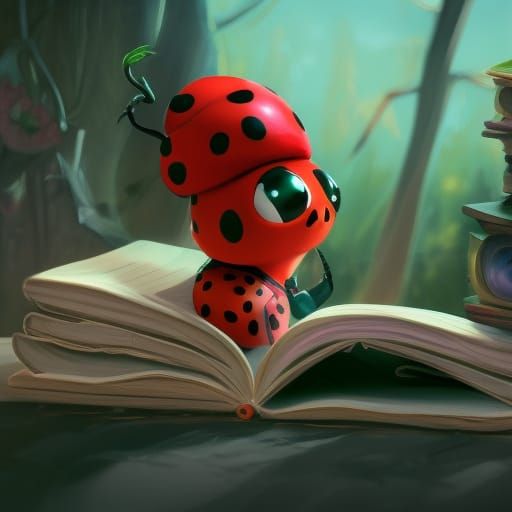 Ladybug is reading book