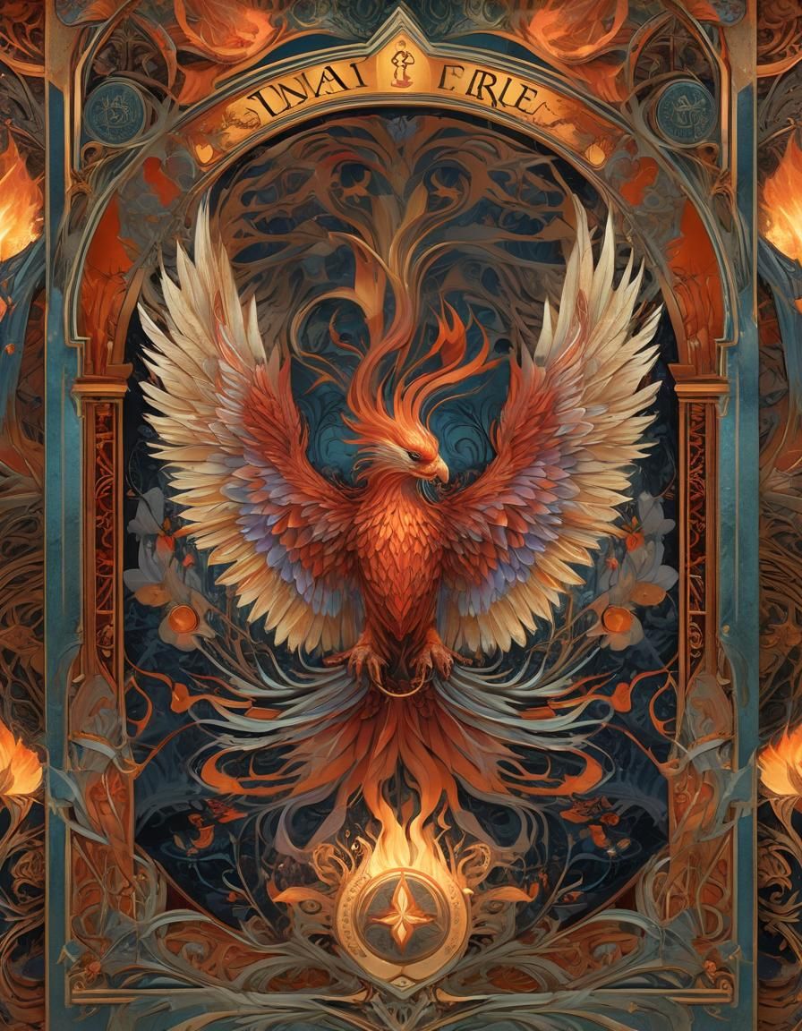 Fantasy Tarot Card: Phoenix on fire  by @JoseM