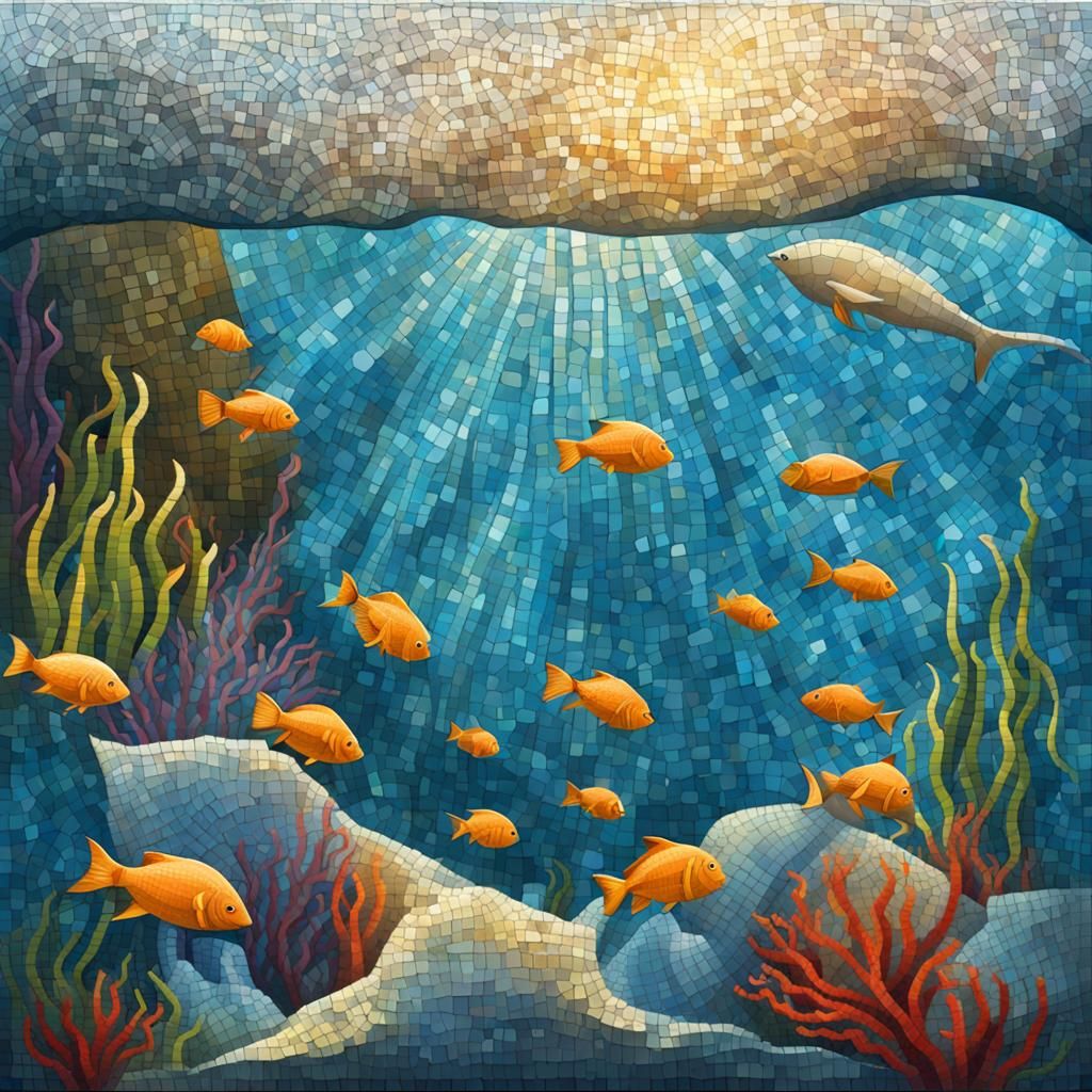 Underwater Mosaic Scene - AI Generated Artwork - NightCafe Creator