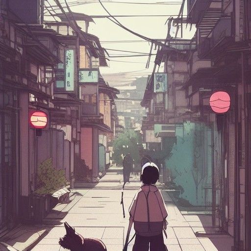 Walking through the Japanese town. - AI Generated Artwork - NightCafe ...