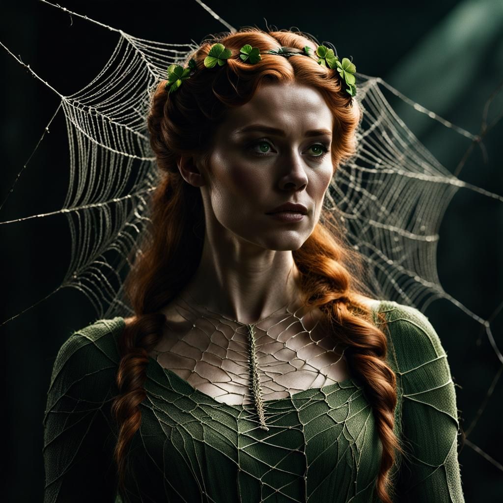 Extremely detailed cinematic film still photography of a Full Body Beautiful Irish Woman with Siderwebs ...  by @Darthurra
