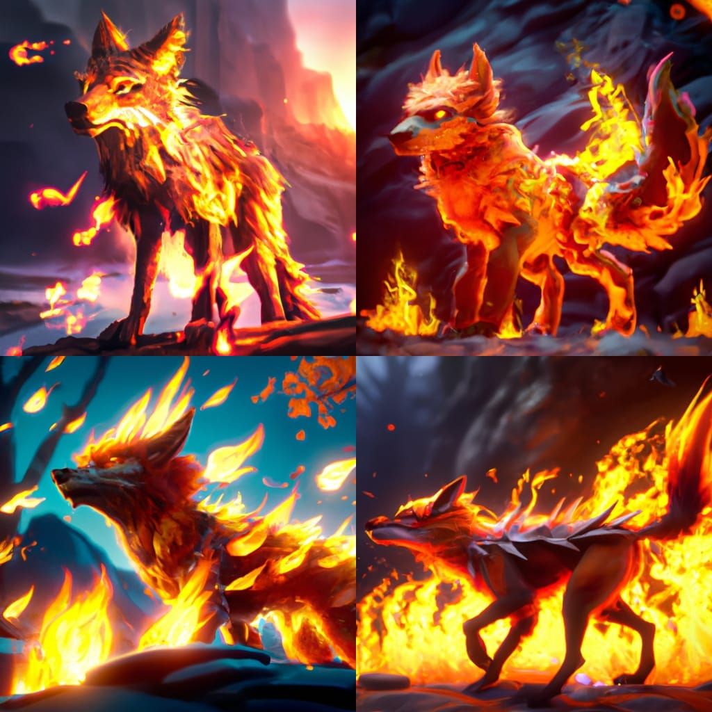 Flaming wolf