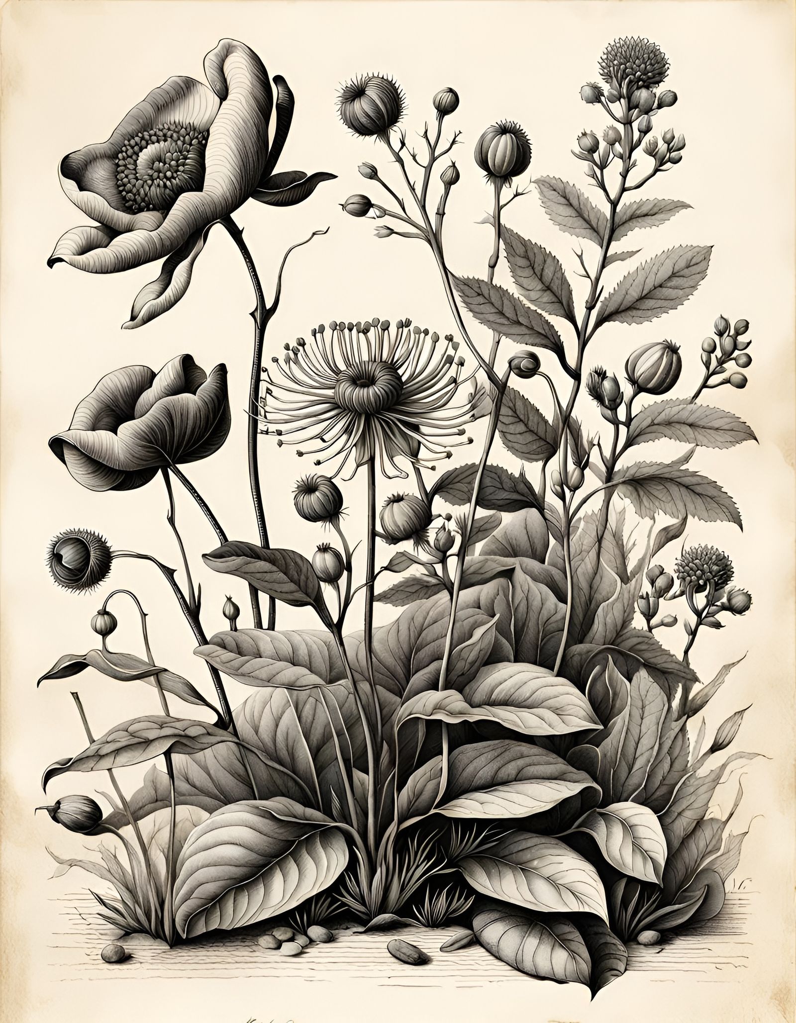 Vintage Botanical Ink Drawing