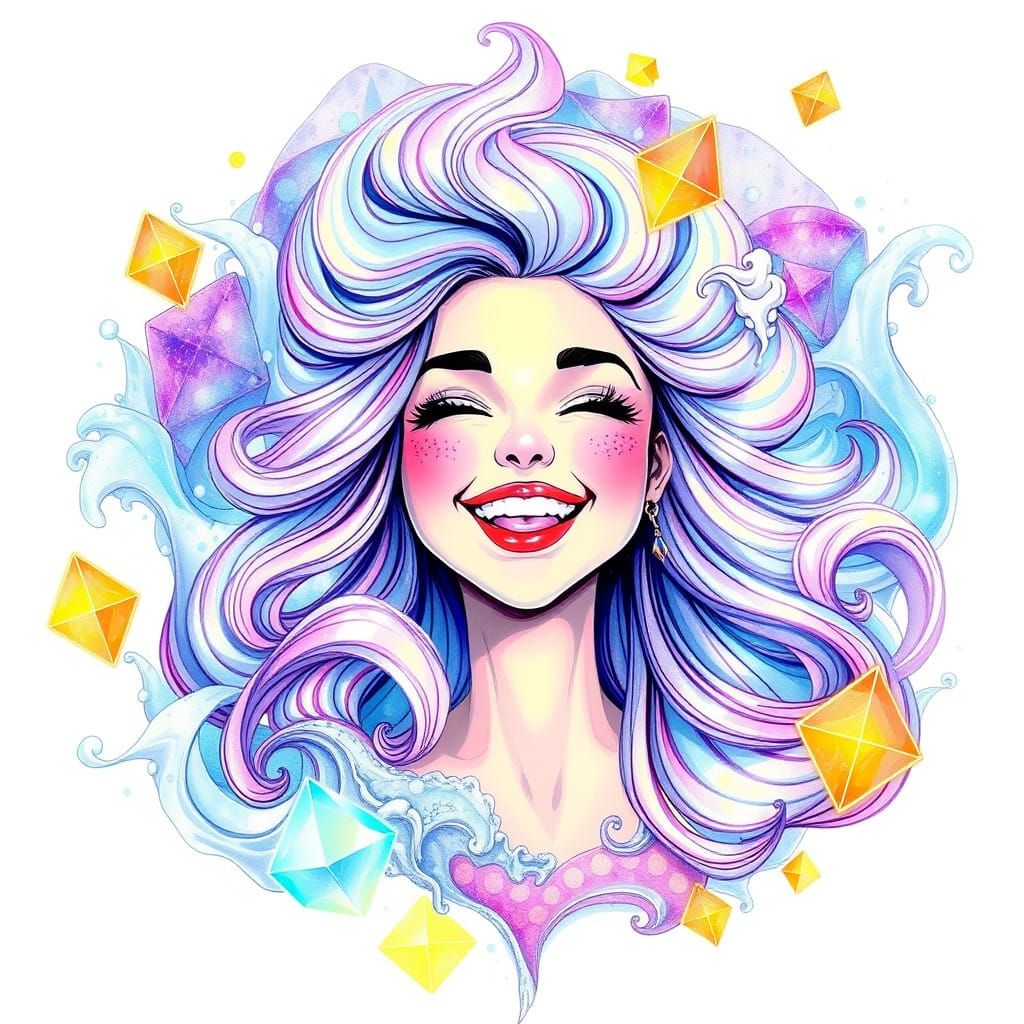 Joyful Dreamweaver in Ink-Flow Art