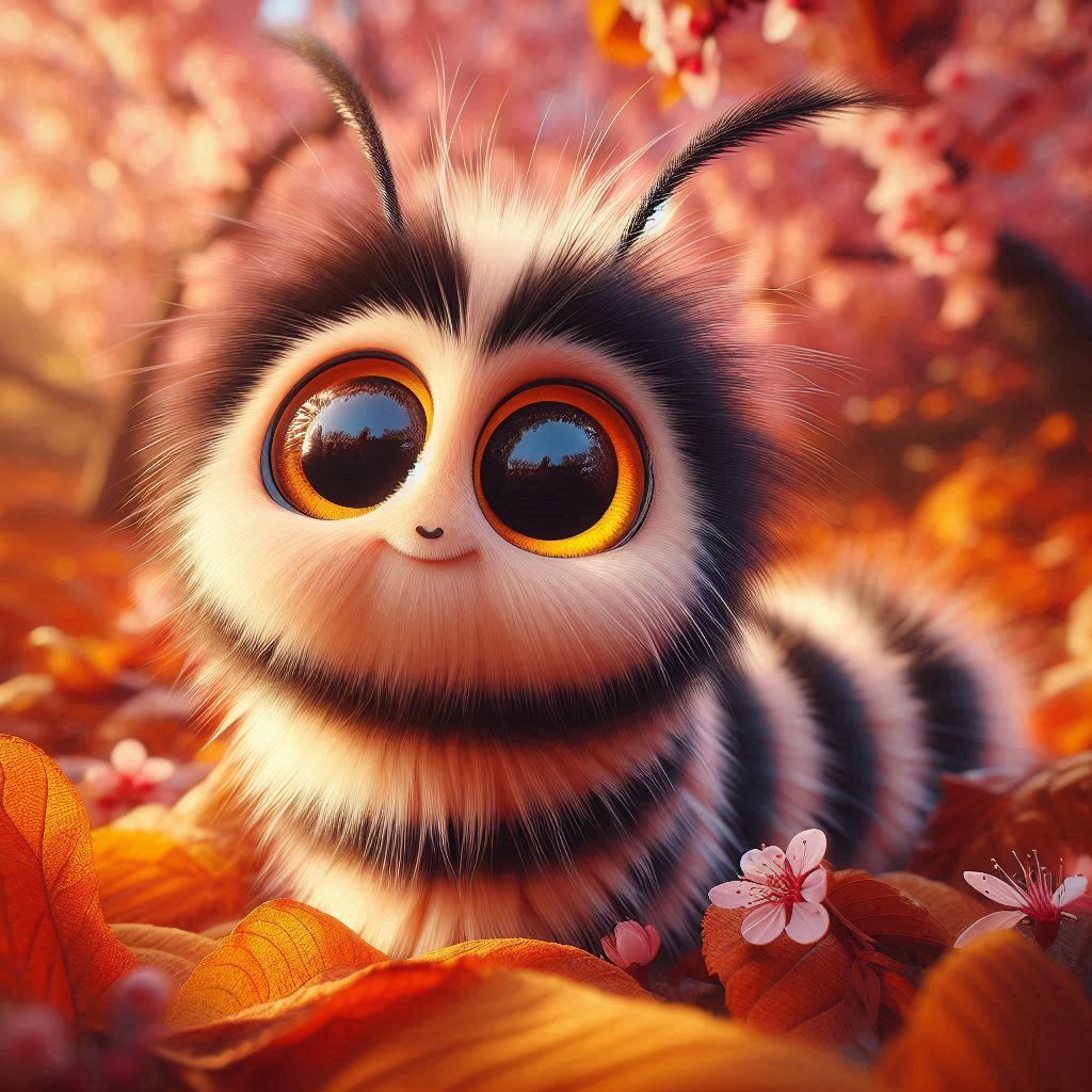 Caterpillar among Blossom Cherry