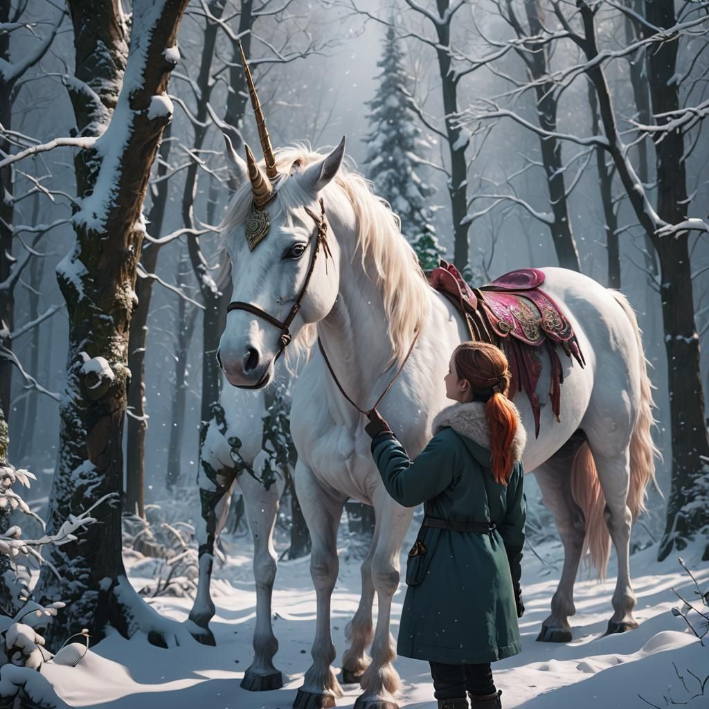 A girl with Unicorn