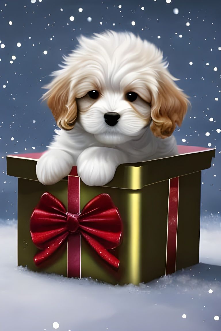 Puppy in a gift box  by @Nobody-Important
