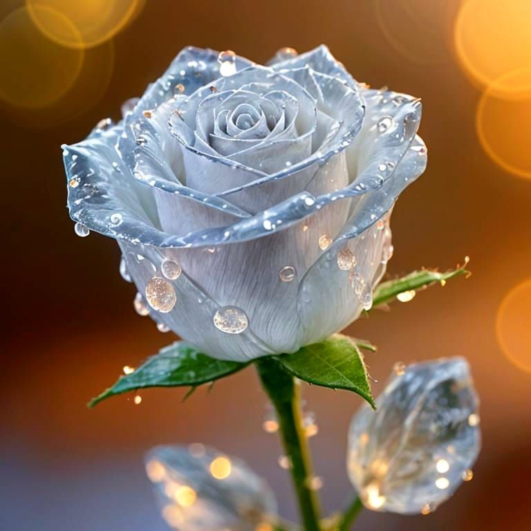 A crystalline rose, with ice droplets.   by @Starlight77