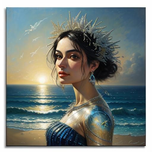 Summer ocean breeze woman