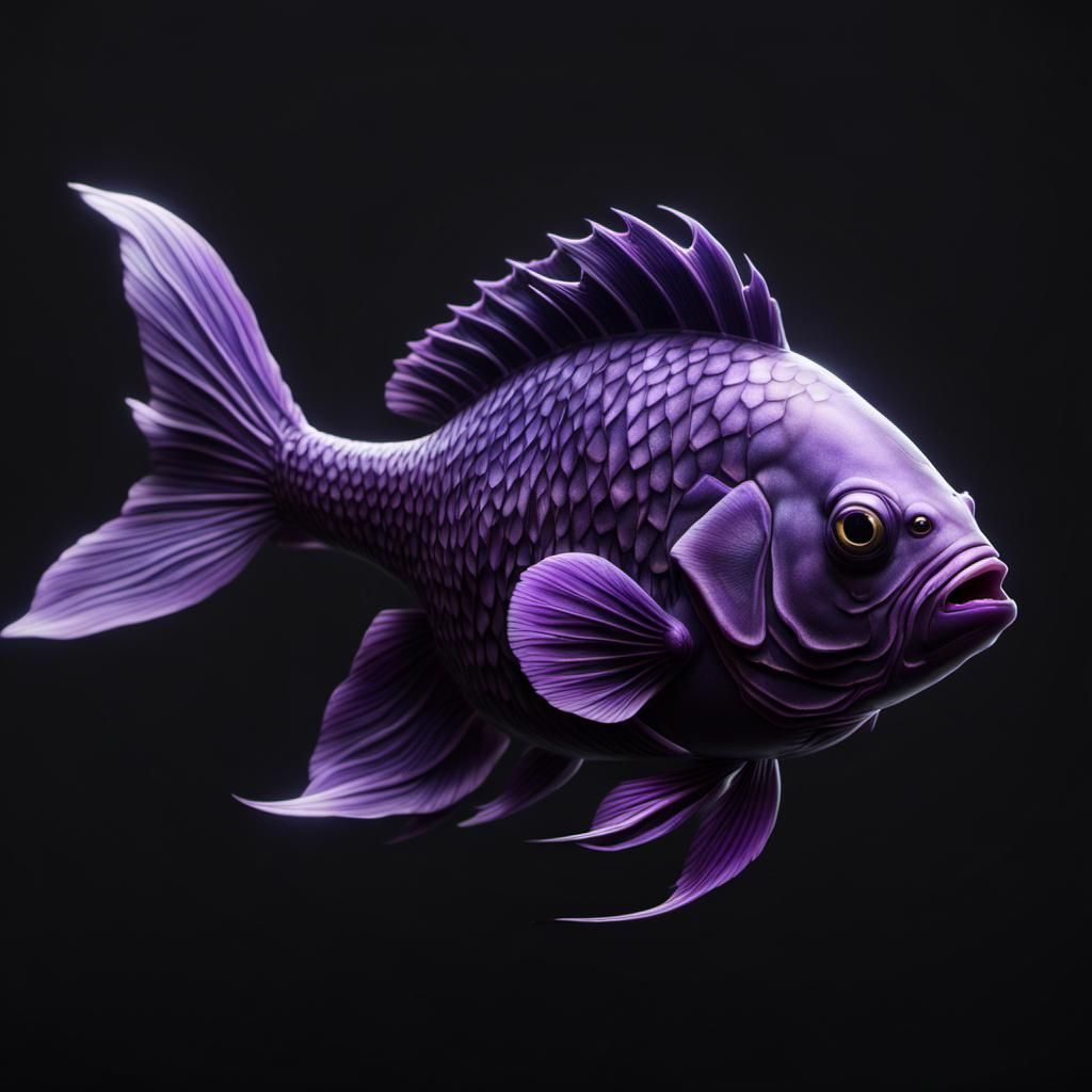 Black-Purple Fish on black background