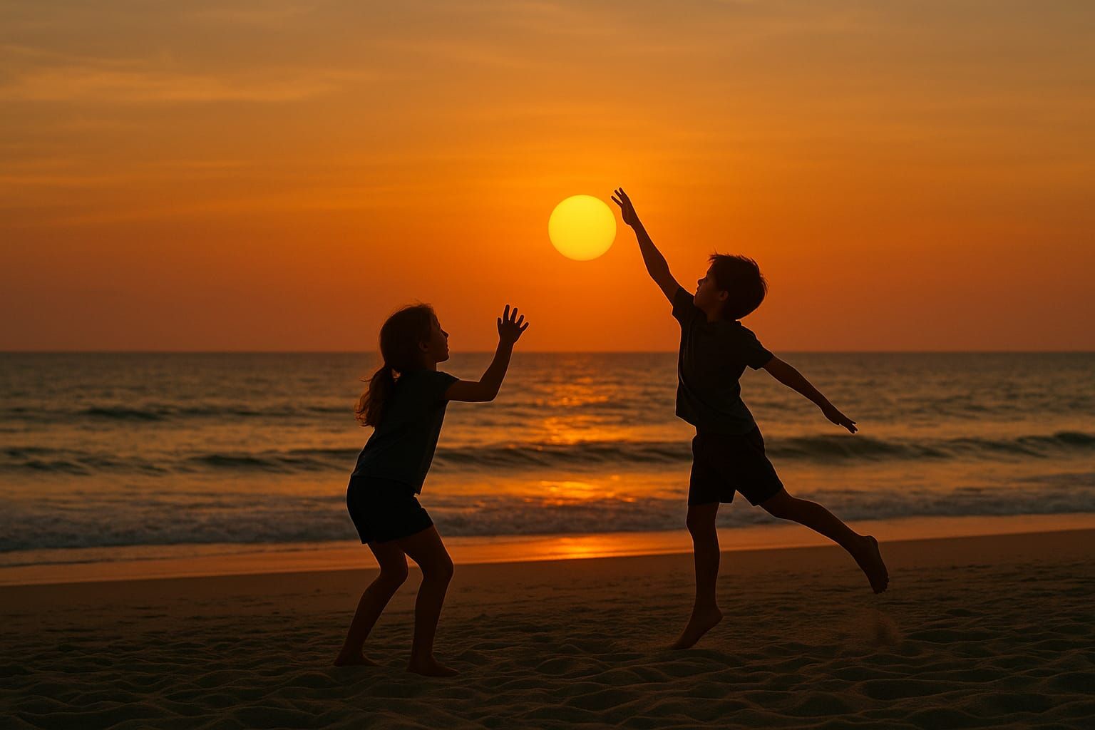 Sunset beach volley session