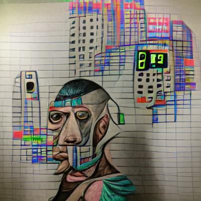 Cyberpunk Picasso drawing