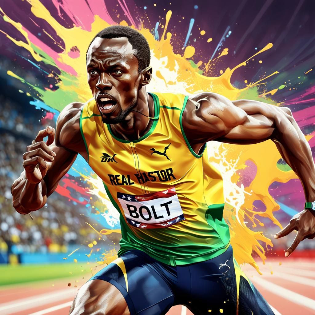 usain bolt in real action taking first in the 100 meter dash very