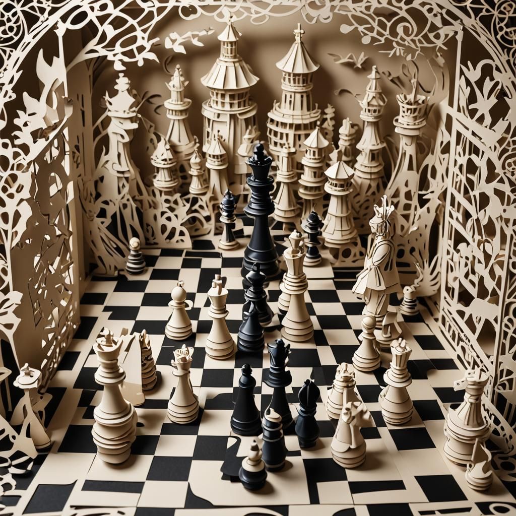 Artistic photo of a4 dimensional Kirigami (Japanese cut pape...