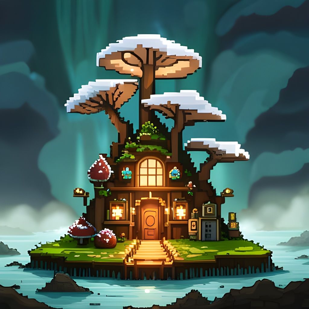 8-bit mushroom cottage  by @Cilia
