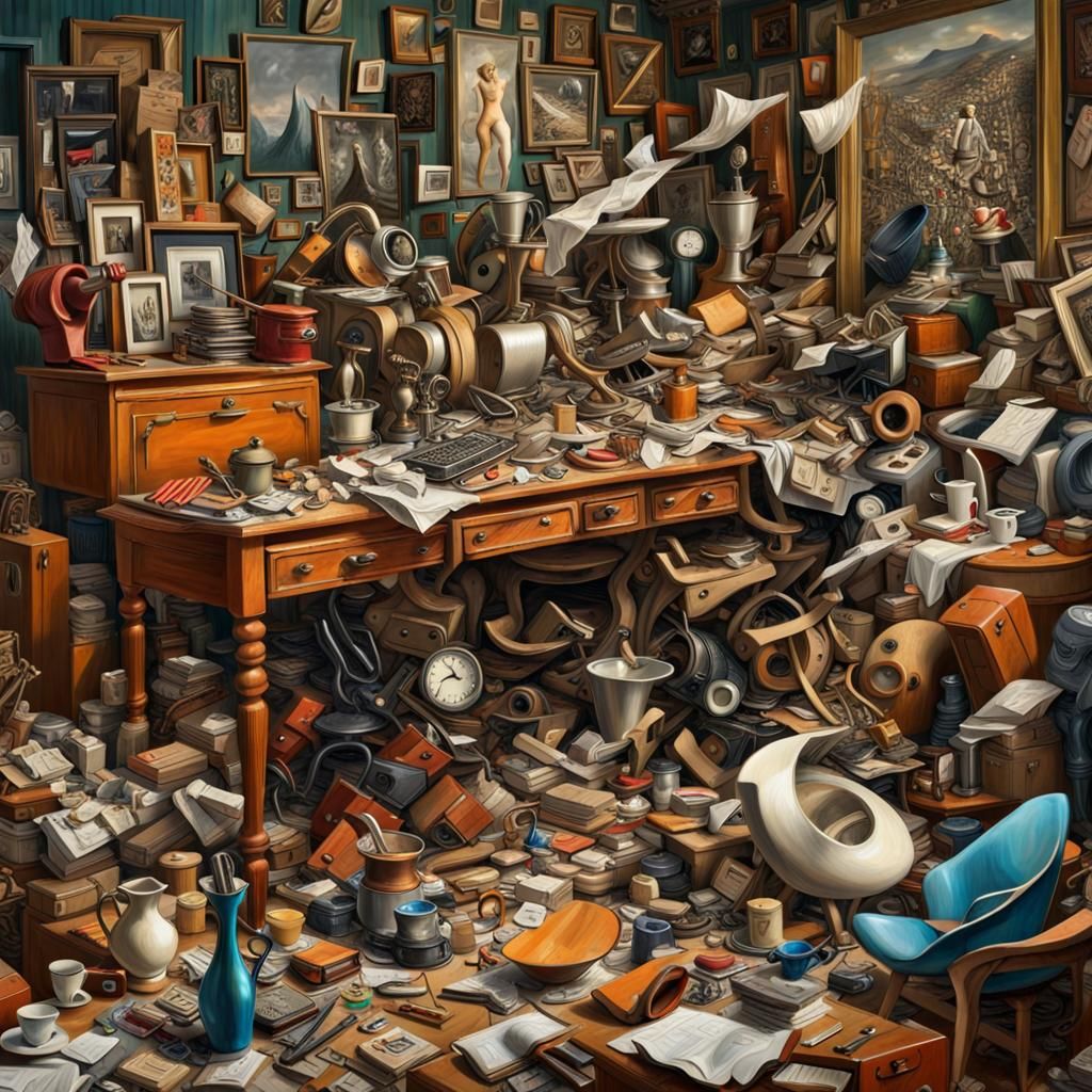 Things are getting out of hand, maximalism, cluttered, surrealism