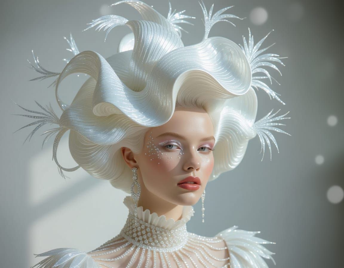 Unusual White Hairstyle  by @micfin