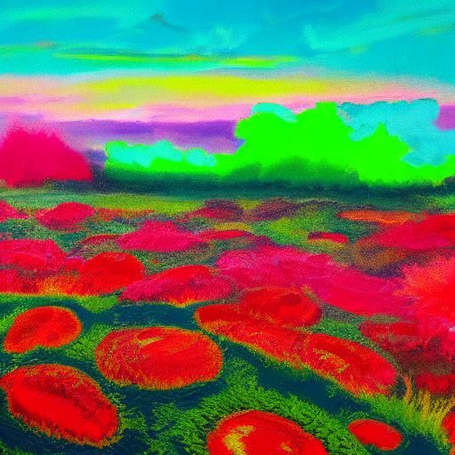 Fluorescent hedgehog on strawberry field 
Fluorescent colors...
