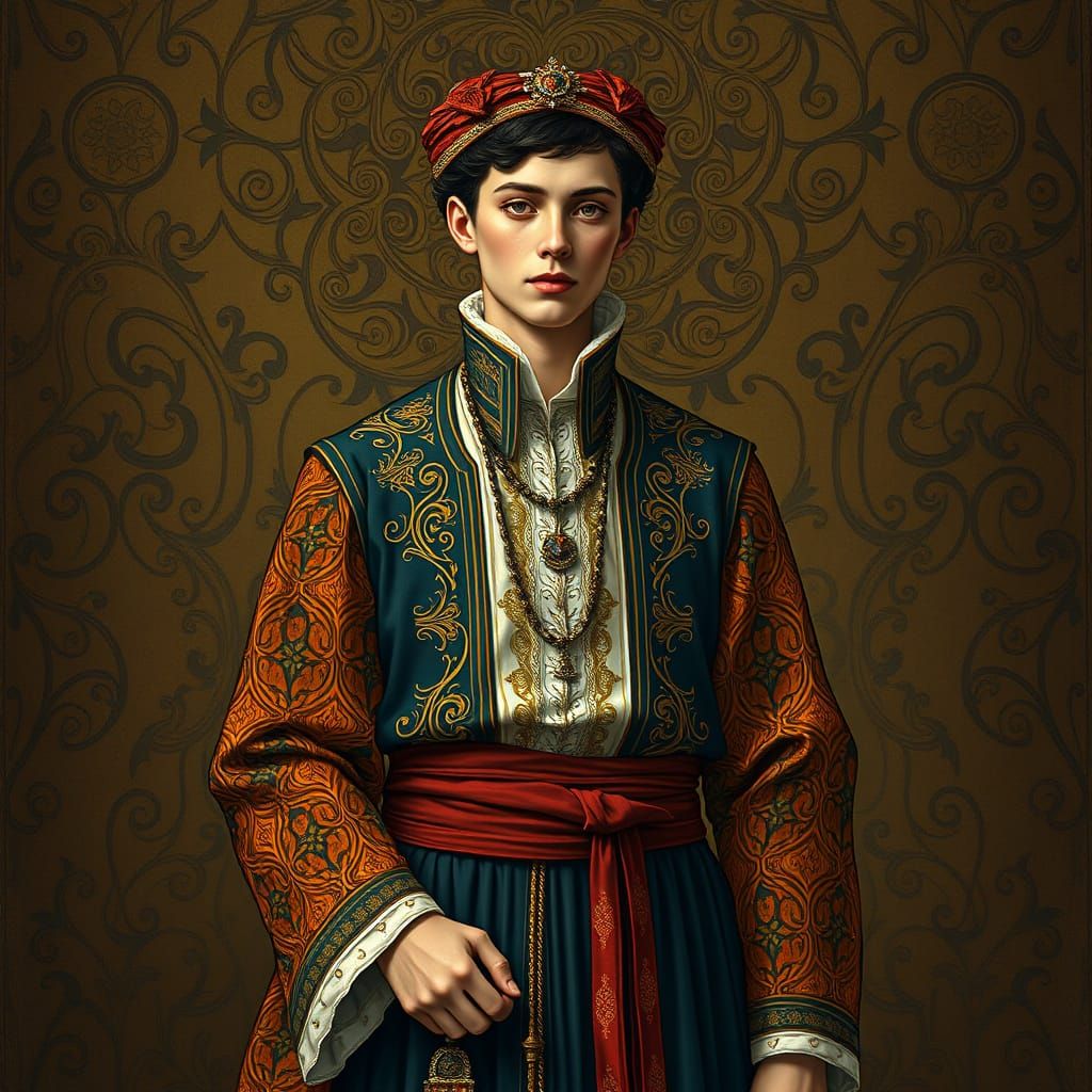 Art Nouveau Figure in Historical Setting