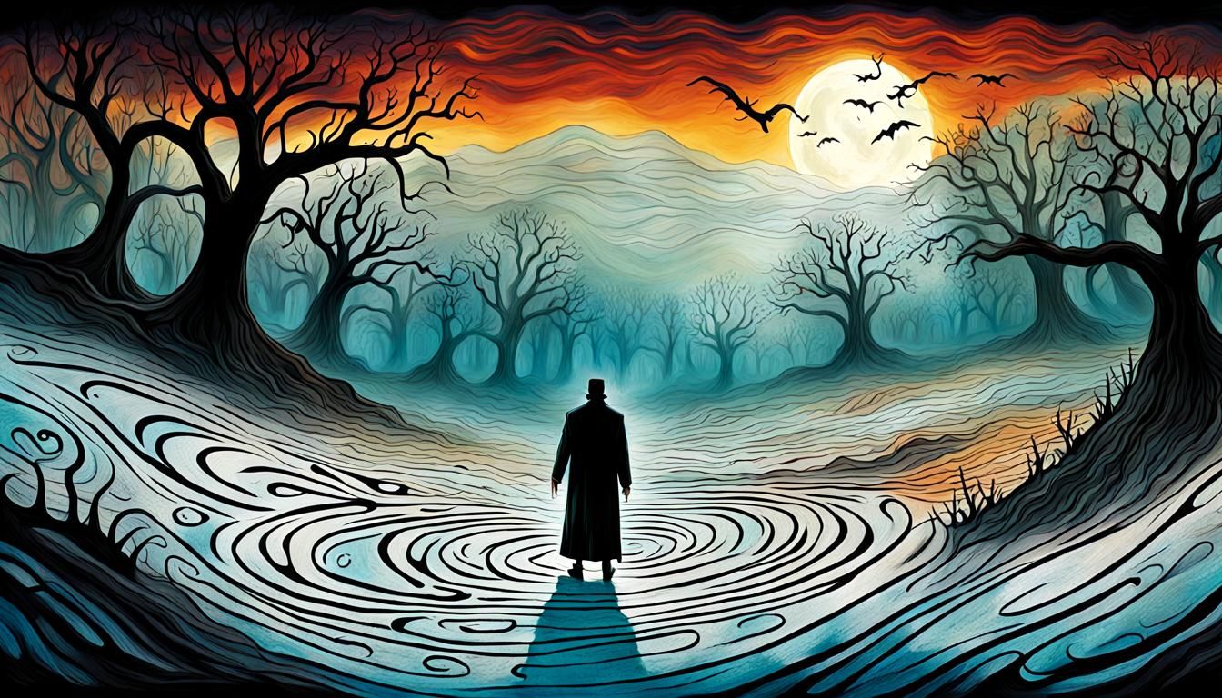 ghostly figure emerges from swirling mist