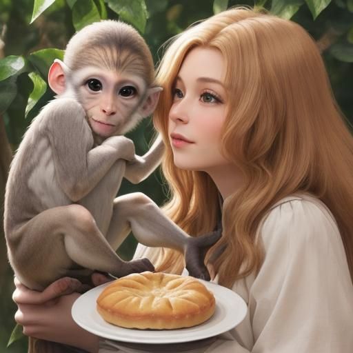 AI Interpretation of Pie Hugging Monkeys