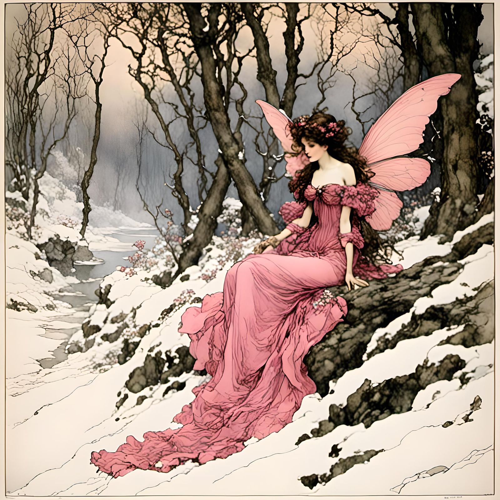 <lora:Victorian Fairies 1:1.0> <lora:Autumn Winter:1.0> Dark...
