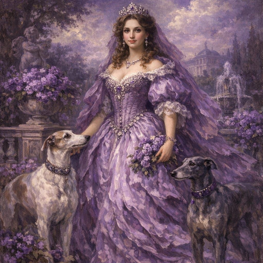 Baroque Princess and her greyhounds