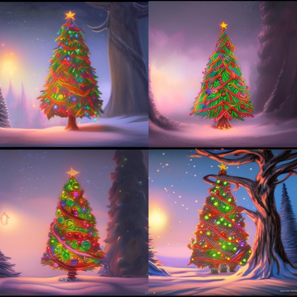 Childrens Crayon image of a Christmas Tree AI Generated Artwork