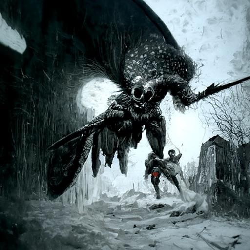 Death fighting mothman